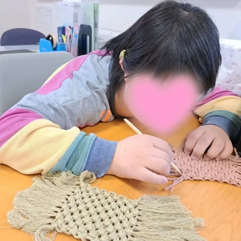 手編みコースター作り