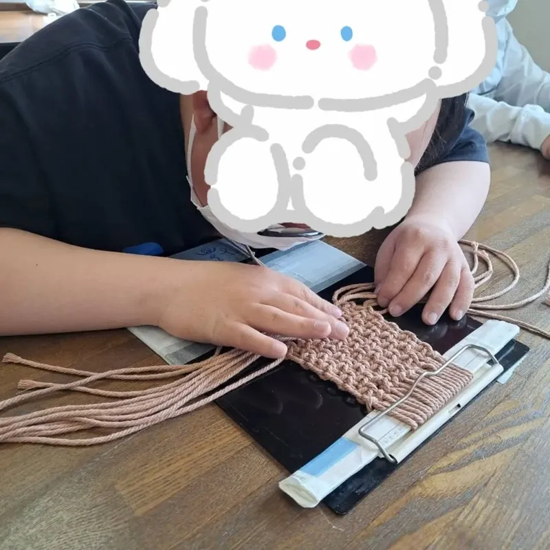 手編みコースター作り